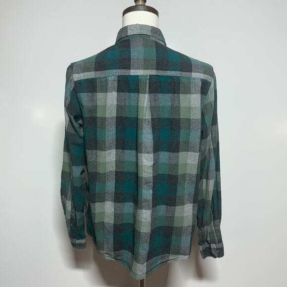Eddie Bauer Shirt Mens Large Green Gray Plaid Flannel Button Down Long Sleeve - Picture 3 of 11